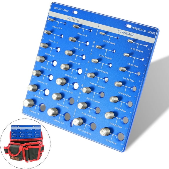 Nut and Bolt Thread Checker Set Aluminum Alloy 28 Thread Identifier Gauge Inch and Metric Size Precise Screw Size and Thread Gauge Measuring Tool for Nuts Bolts