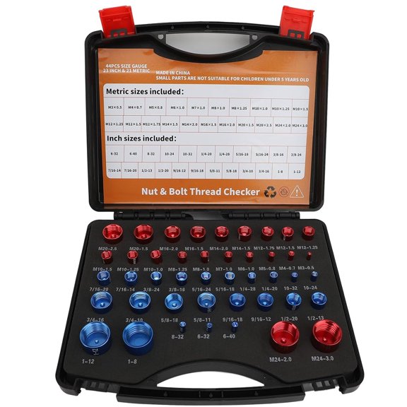 Nut & Bolt Thread Checker, Thread Checker Kit in Standard and Metric (23 Standard & 21 Metric), Bolt Size Finder Checker Thread Gauge for Quickly Identify