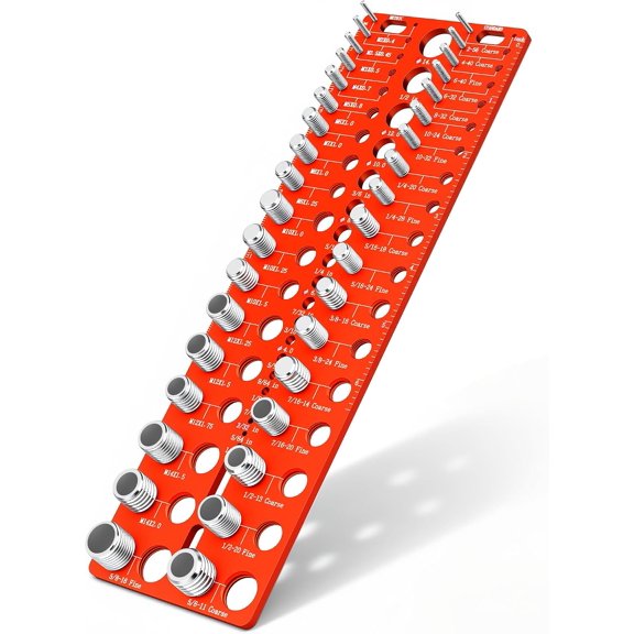 Nut and Bolt Thread Checker, Thread Identifier Gauge with Metric & SAE Standard Sizes, Drill Bit Size Gauge, Bolt Size Finder for Quickly Identify Screw Thread Size