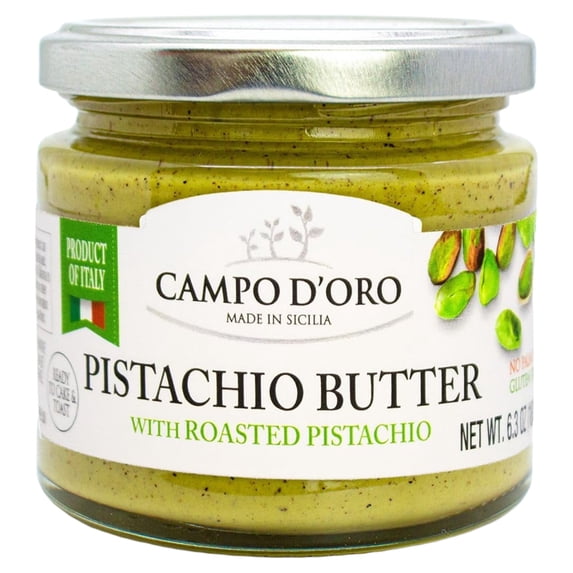 CAMPO D'ORO - Pistachio Butter Sweet Spreadable Cream, 6.3 oz (180g), Rich & Nutty for Knafeh Pistachio Dubai Chocolate Bars