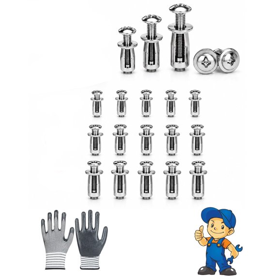 Nut Button Rivet Locking Assortment M4 M5 M6 Zinc Plated Steel for Automotive Furniture DIY Repairs(15PCS)