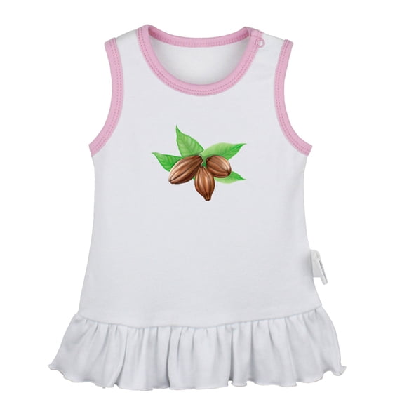 Nut Cacao Pattern Dresses For Baby, Newborn Babies Skirts, Infant Princess Dress, 0-24M Kids Graphic Clothes (White Sleeveless Dresses, 18-24 Months)
