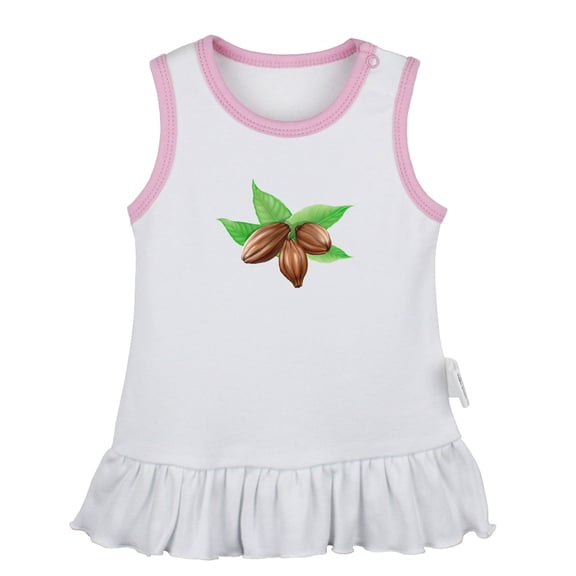 Nut Cacao Pattern Dresses For Baby, Newborn Babies Skirts, Infant Princess Dress, 0-24M Kids Graphic Clothes (White Sleeveless Dresses, 18-24 Months)