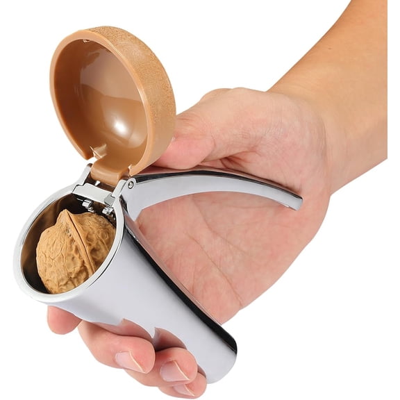 Nut Cracker, Heavy Duty Nutcracker, Nutcracker Tool with Long Leverage & Spring Return and Brown Lid