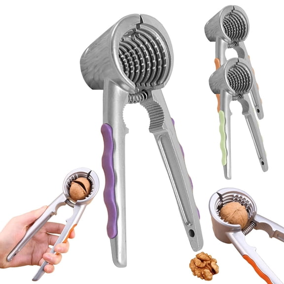 Nut Cracker With Non Slip Handle, Alloy Walnut & Hazelnut Clip, 7 Inch 2 Holes Nut Cracker, Walnut clip Nut Crackers for All Nuts Pecans Hazelnut Walnuts