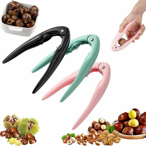 Nut Cracker Sheller Basdi Stainless Steel Chestnut Peeler - Ergonomic Nut Cracker and Sheller Tool, Portable, Multifunctional, Effortlessly Removes Shells for Cooking and Snacking, Ergonomic Nut Tool