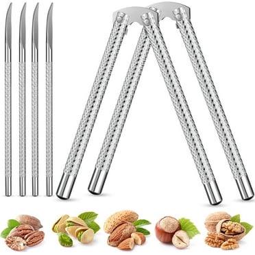 Nut Crackers Set, Stainless Steel Nutcracker Tools, Silver Metal Shell Cracker for Seafood Nuts