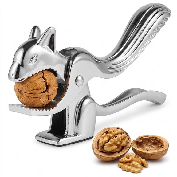 Xiyztok Heavy Duty Squirrel Nutcracker, Zinc Alloy Nut Cracker Tool with Non-Slip Base for Walnuts and Pecans, Silver