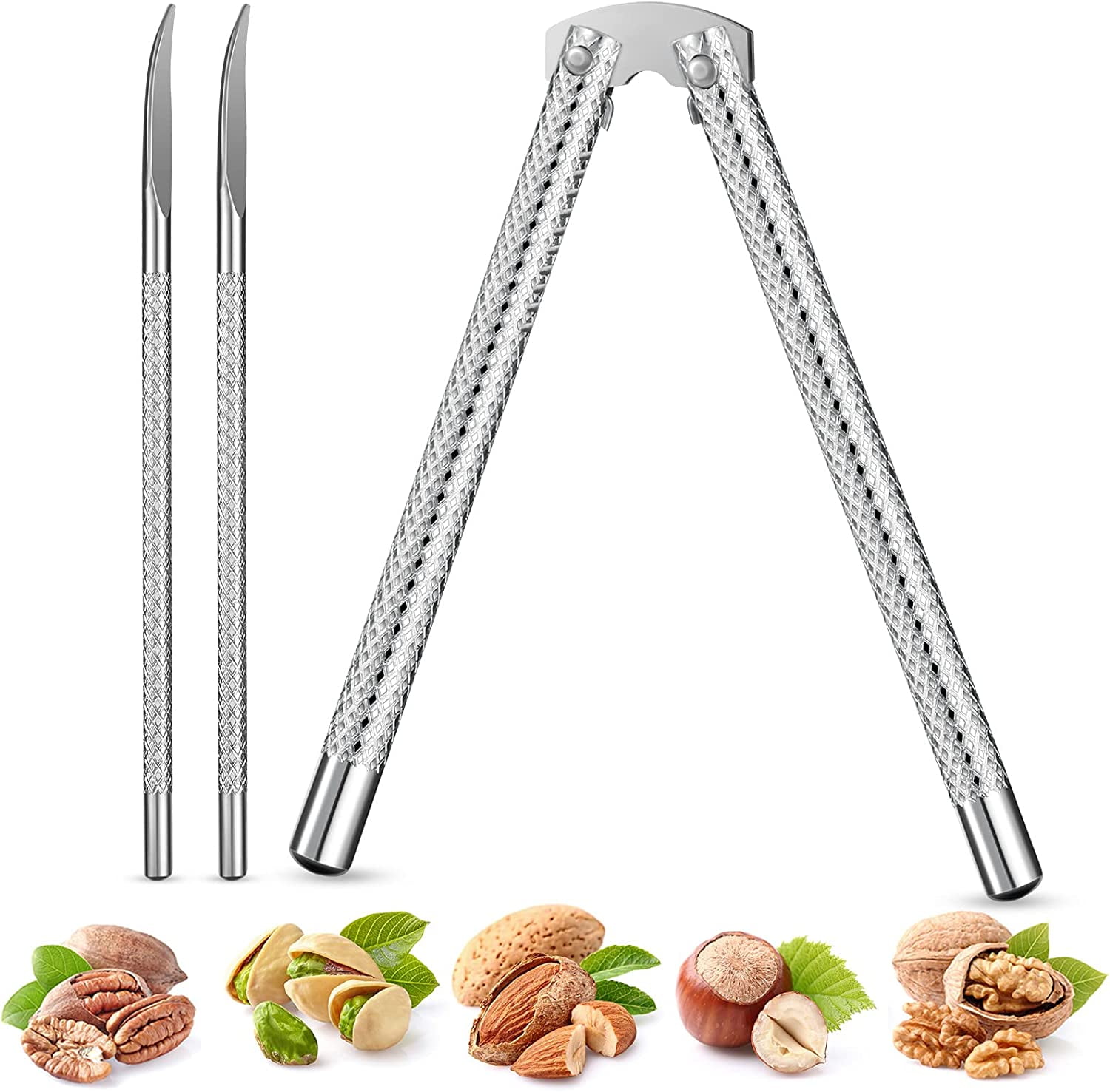 Nut Crackers and Picks. Stainless Steel Nutcracker Silver Metal Shell