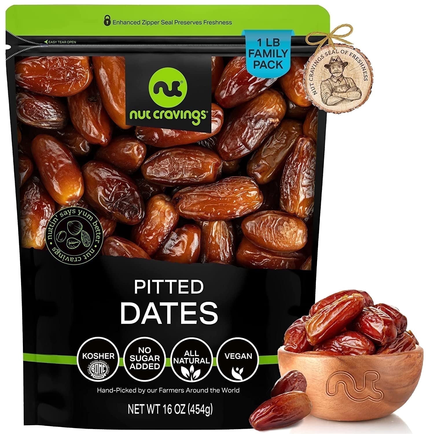 Nut Cravings Dried Deglet Noor Dates: Pitted, Unsweetened, All Natural ...