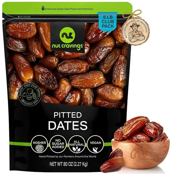 Nut Cravings Dried Deglet Noor Dates: Pitted, Unsweetened and All Natural (80oz)