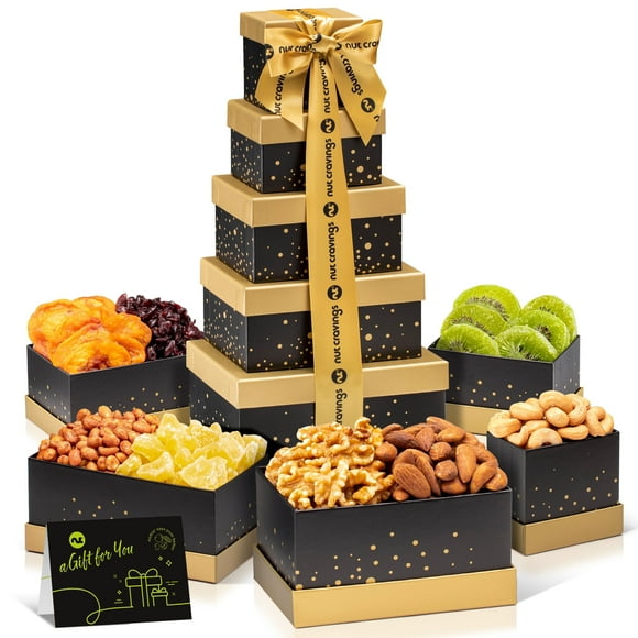 Gourmet Dried Fruit & Nut Gift Basket  5-Tier Tower  Holiday, Birthday, Thank You