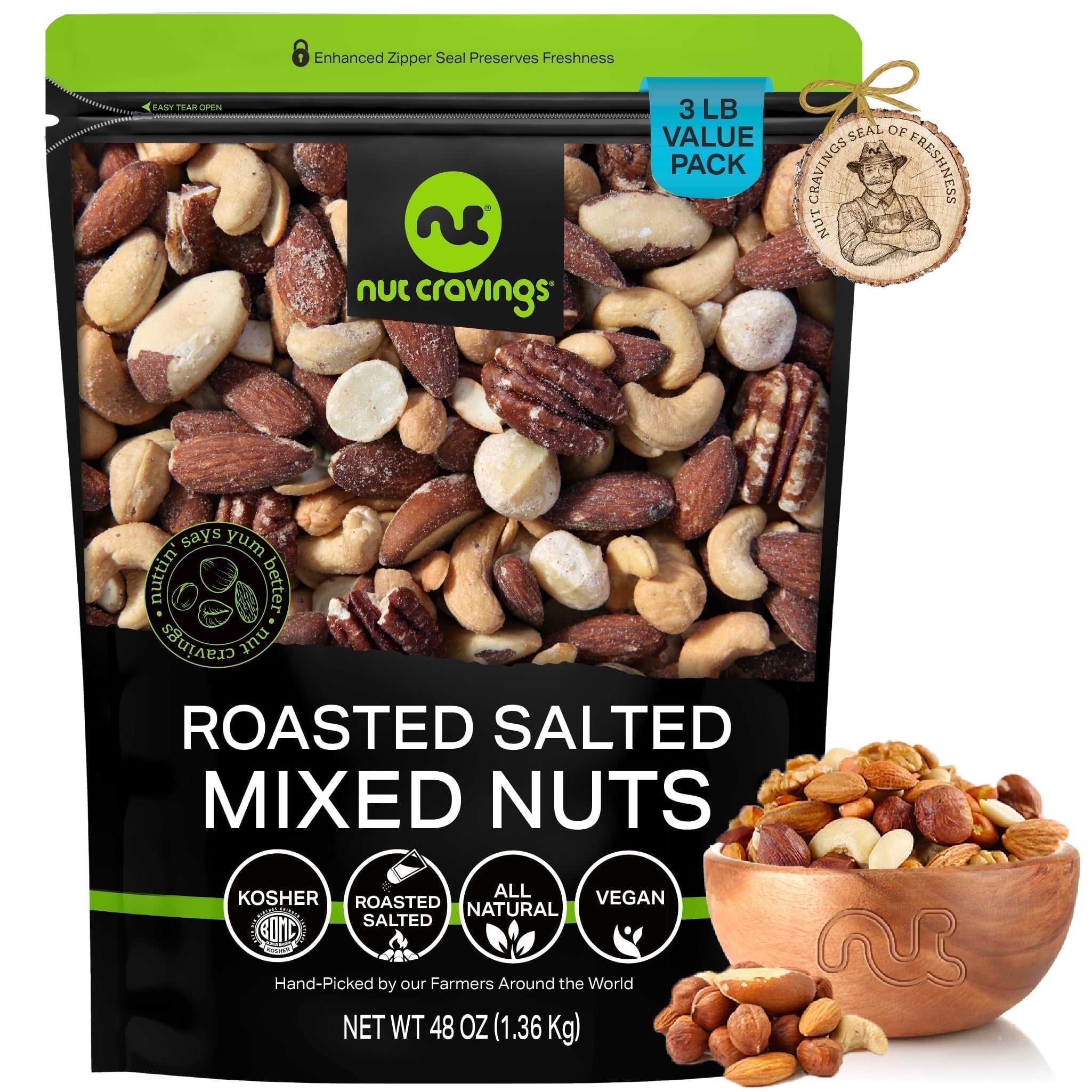 Nut Cravings Roasted & Salted Mixed Nuts - Brazils, Pecans