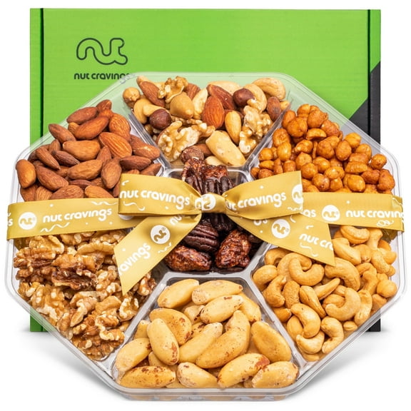 Nut Cravings Nut Tray Platter Gift Basket 7 Assortments