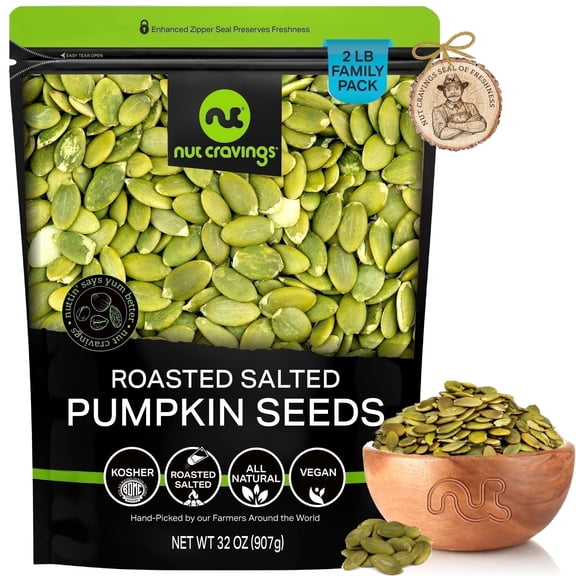 Nut Cravings Roasted & Salted Pumpkin Seeds, Pepitas, No Shell (32oz - 2 lbs)
