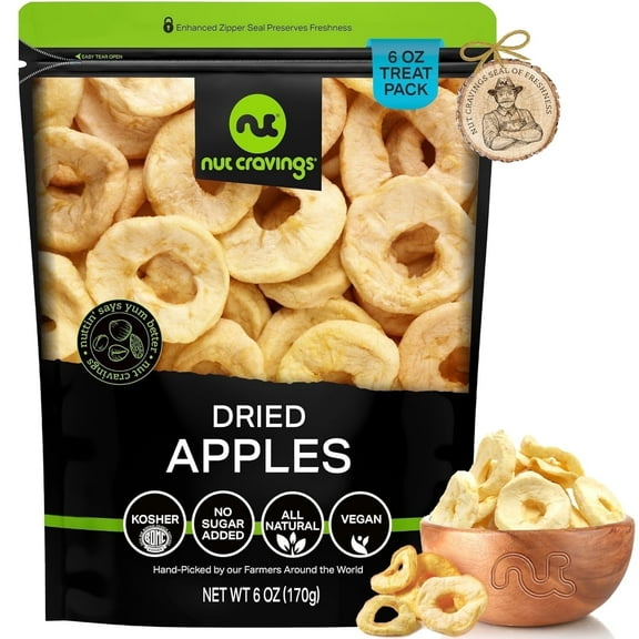 Nut Cravings Sun Dried Apple Rings: Slices, Unsweetened and All Natural (6oz)