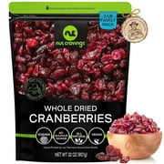 Nut Cravings Sun Dried Whole Cranberries: Lightly Sweetened, All Natural Dried Fruits (32oz)