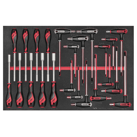 Nut Driver & Hex/TX T-Handle Set FOAM4X4 23 Pieces