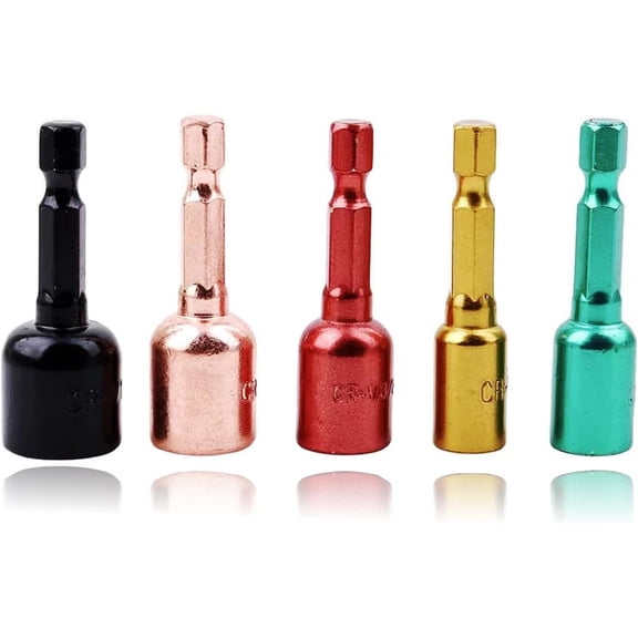 Nut Driver Set for Drill SAE 5 count 1/4" Power Driver Hex Socket Adapter Bolt Drivers Set Nut Setters For Quick Change Chuck, Electric , Hand Drills