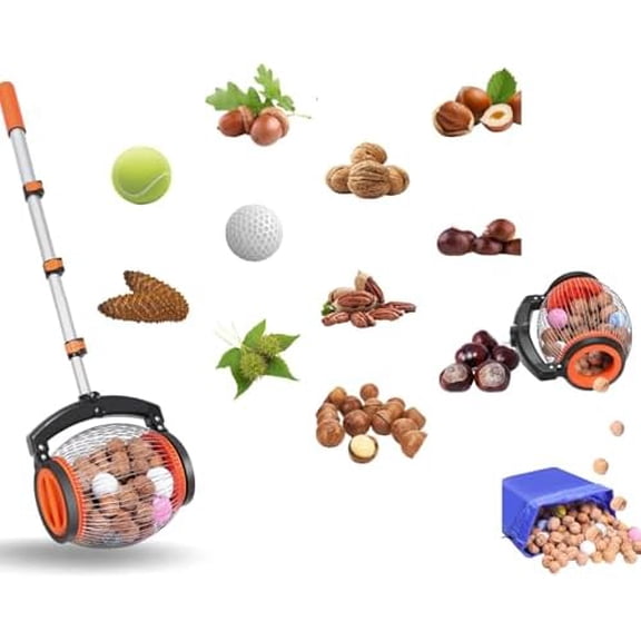 Nut Gatherer, 26.37-56.3 Inch Acorn Picker Upper Roller for Walnuts, Portable Multifunctional Chestnuts Picker Pole Tool, Fallen Apples Tennis Balls - Newest Model$$Home Decor, Kitchen, & Other