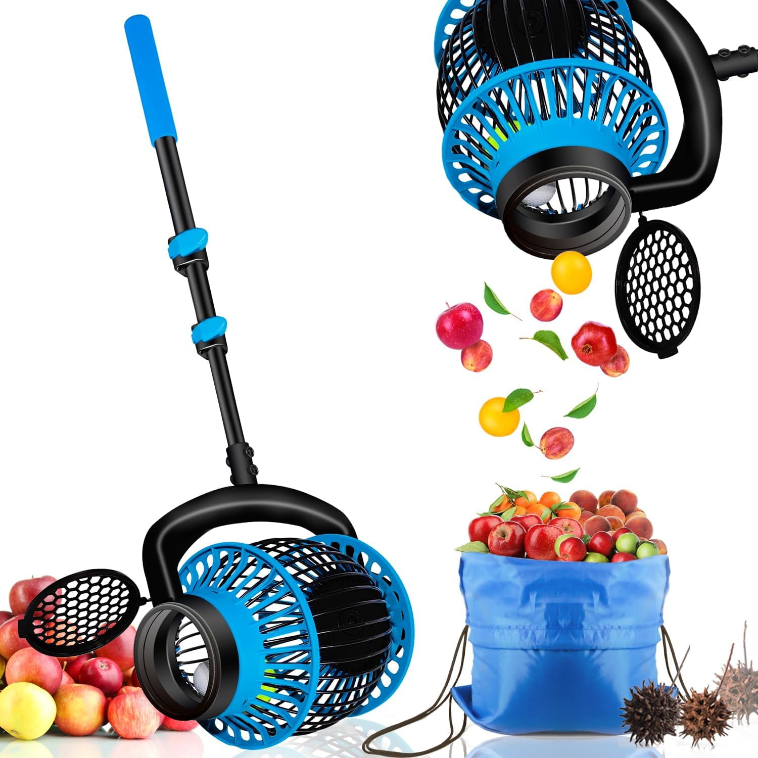 Nut Gatherer, Fruit Collector, Ball Picker Side Opening Dump Apply