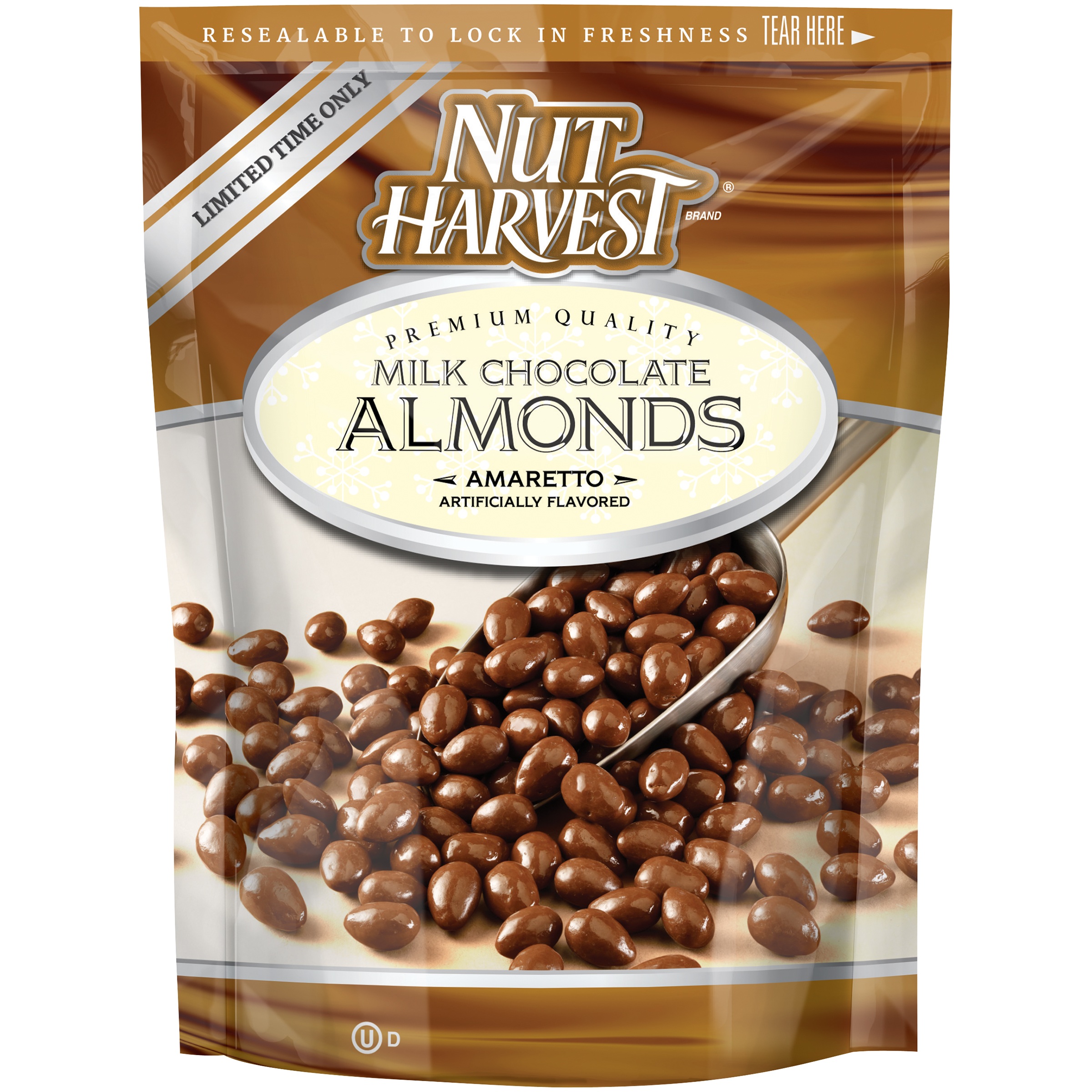 Nut Harvest Amaretto Flavored Milk Chocolate Almonds 5.5 oz. Bag