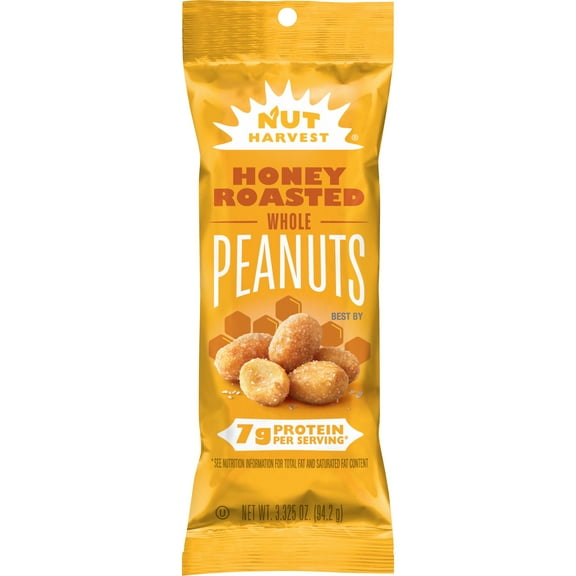 Nut Harvest Honey Roasted Whole Peanuts , 3.325 oz bag