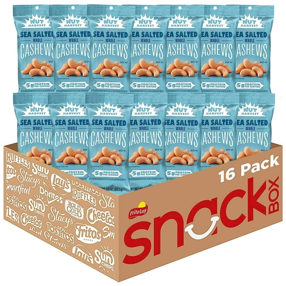 Nut Harvest, Sea Salted Whole HYZ01 Cashews, 2.25 Ounce (Pack of 16)