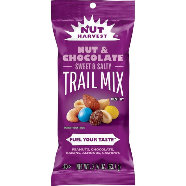 Nut Harvest Trail Mix Nut & Chocolate Sweet & Salty Flavor Snack Mix, 2.25 oz Bag Single Pack