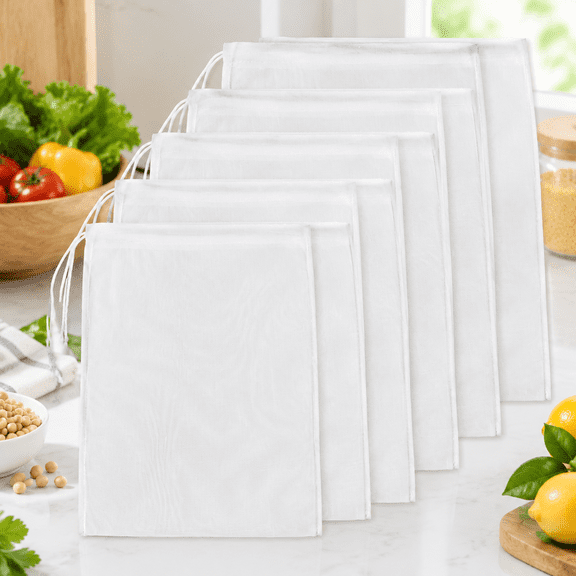 Nut Milk Bags Reusable Fine Mesh Nylon Strainer Drawstring