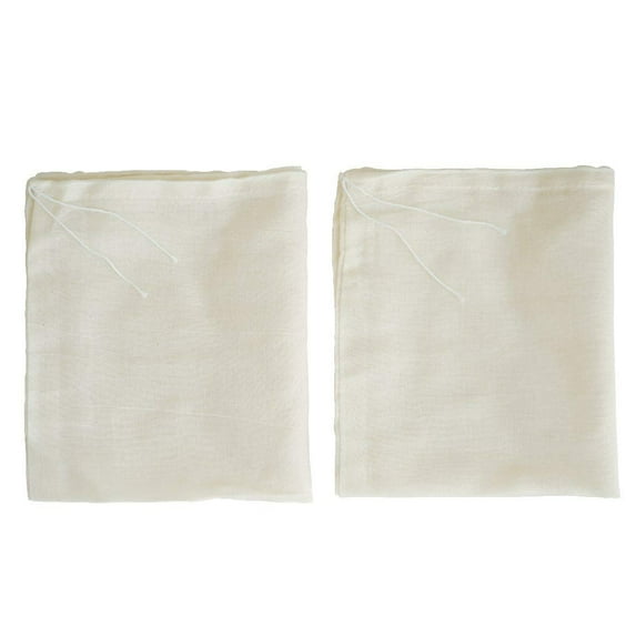 Nut Milk, Cold Brew, Yogurt & Juice Filter, Reusable, Unbleached, Large, 2-Pack Organic Cotton Muslin Strainer Bags
