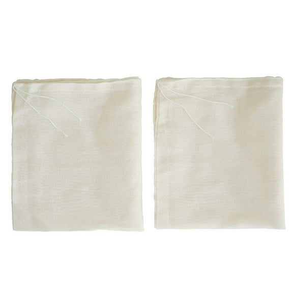 Nut Milk, Cold Brew, Yogurt & Juice Filter, Reusable, Unbleached, Large, 2-Pack Organic Cotton Muslin Strainer Bags