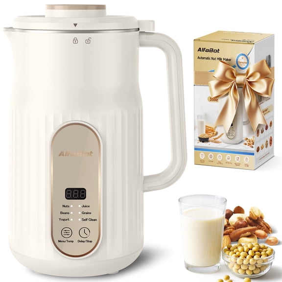 Nut Milk Maker, AlfaBot Automatic Nut Milk Maker ,Almond Milk Machine,Plant-Based Milk, Oat, Soy, Yogurt, ,Delay Setting& Auto Clean
