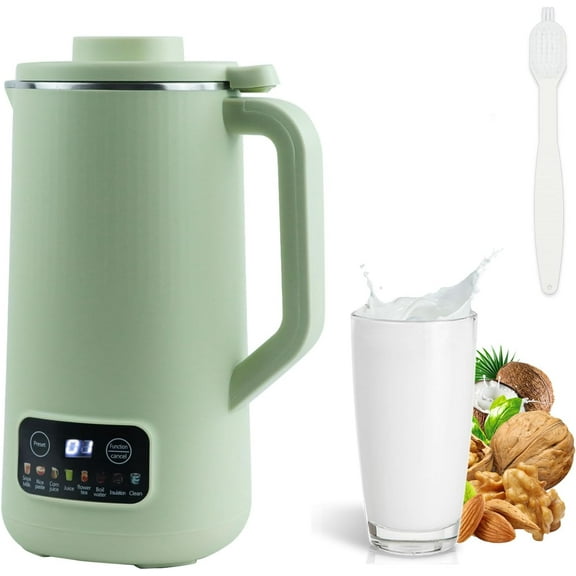 Nut Milk Maker Machine, 20 oz Automatic Milk Machine with 10 Blades, Plant-Based Milk, Oat, Soy, Dairy Beverages, Soy Milk Maker with 12 Hours Timer/Keep Warm/Auto-clean(Green)