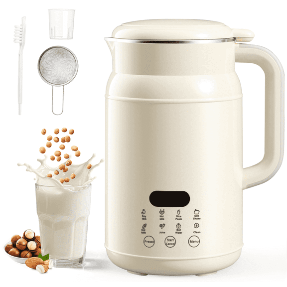 TINANA Nut Milk Maker 8-in-1, 32oz Soy, Almond, Oat, Coconut Milk Machine, Automatic Plant-Based Beverage Maker with Delay Start, Keep Warm, Boil Water, Cream