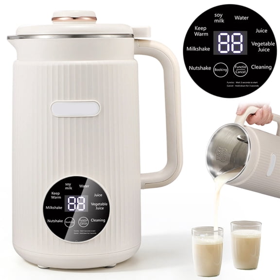Nut Milk Maker, Multifunctional Soy Milk Machine, 12-Hour Timer with Keep-Warm Function, One-Button Cleaning for Oat Milk and Juices, Family-Friendly 1.2L Capacity