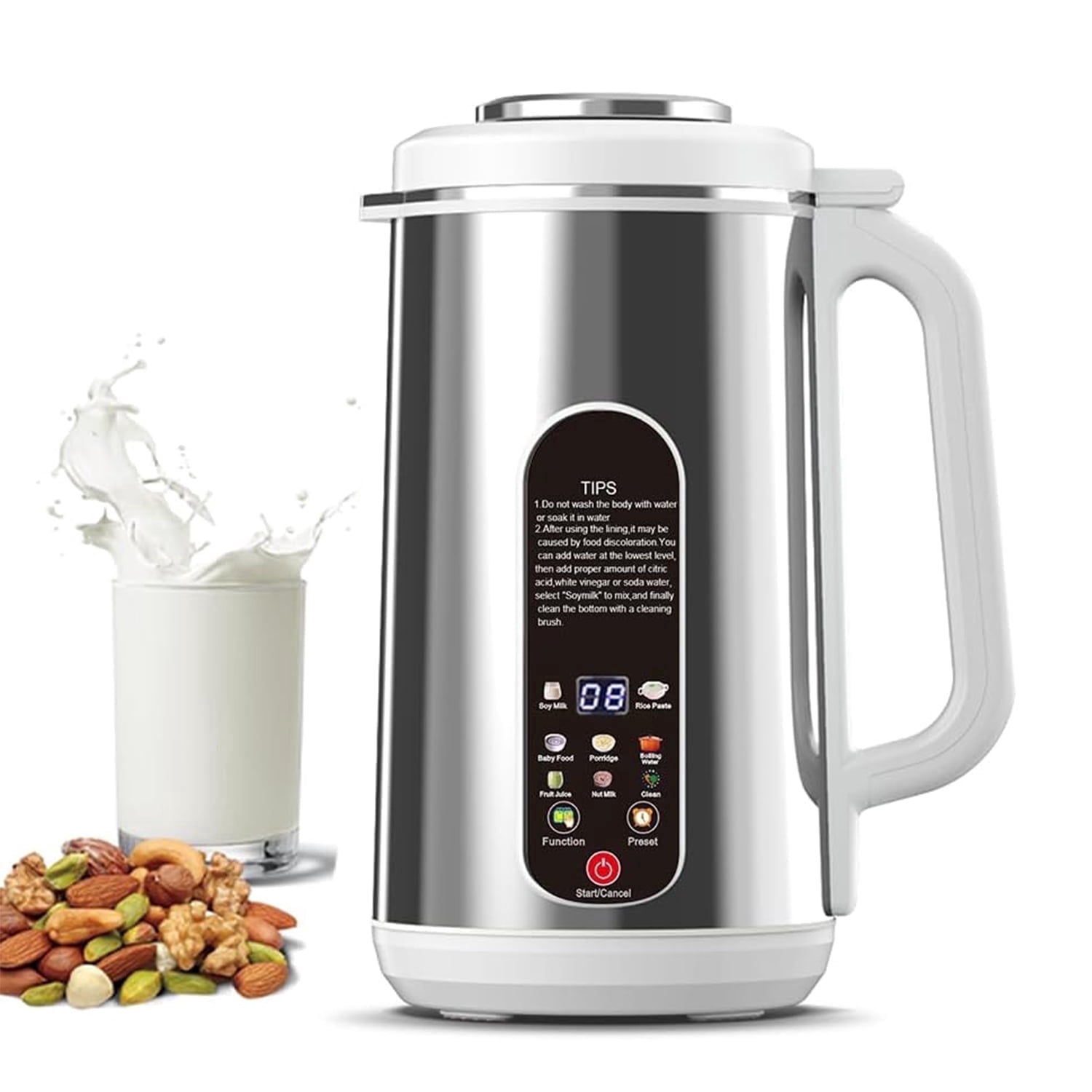 Sulypo Nut Milk Maker Stainless Steel,40oz Juicer Pitcher,Plant-base Milk Machine Homemade Drink 12 Hrs Timer self-clean LED Display