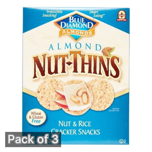 Nut & Rice Cracker Snacks - ALMOND NUT THIN CRACKERS (Pack of 3)