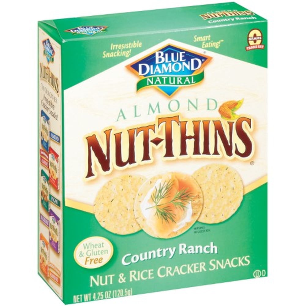 Blue Diamond Nut & Rice Cracker Snacks Country Ranch Thins (Pack of 20)