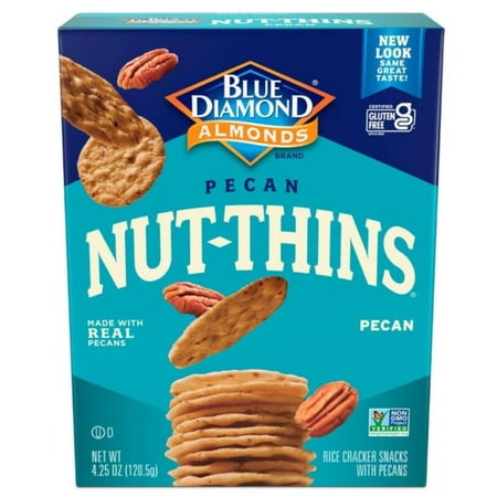 Blue Diamond Pecan Nut Thins Cracker Snacks 4.25 oz (Pack of 20)