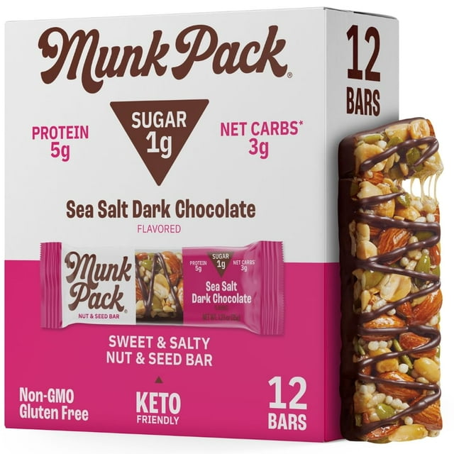 Nut & Seed Bar Sea Salt Dark Chocolate - 1g Sugar, Low Carb & Keto, 5g 