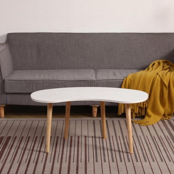 Nut Shape Coffee Table with Solid Wood Legs, 35x21 Inches