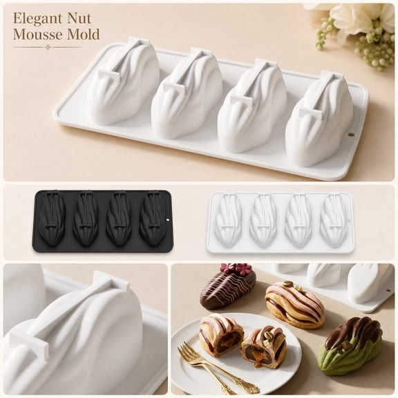 Nut Shaped Cake Mold Baking Pan Dessert Maker Sweet Treats Tray Holiday Party Baking Tool For Home Kitchen Enthusiasts And Festive Family Gatherings , 1Pack Black