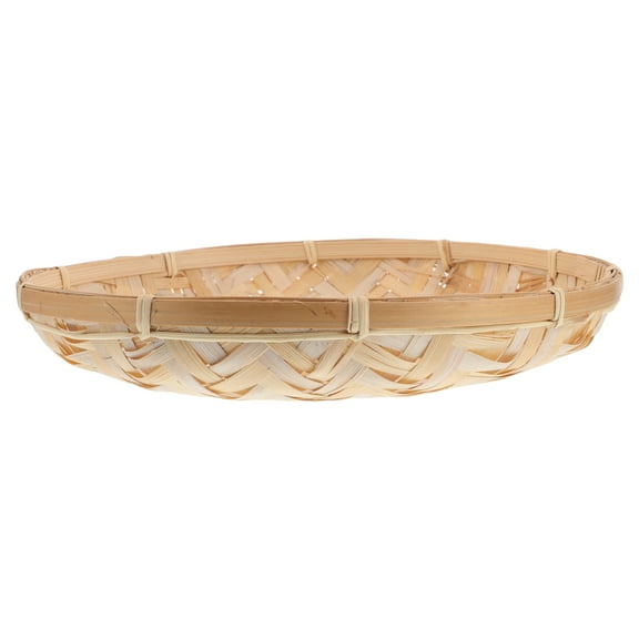 Nut Tray Weaving Basket Tray Bamboo Storage Tray 30.00X30.00X6.00CM Beige