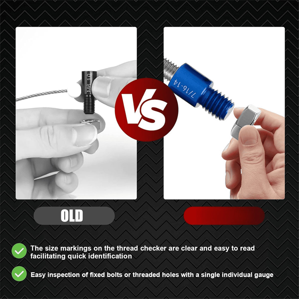 Nut and Bolt (Red & Blue) Nut and Bolt Size Gauge 14 Inch & 12 Metric