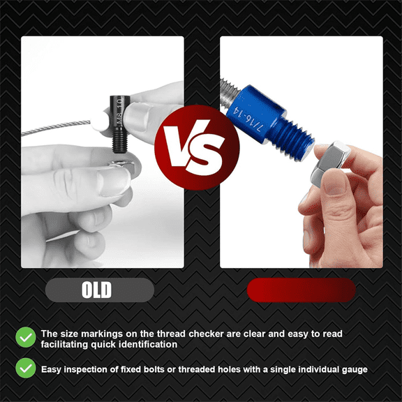 Nut and Bolt (Red & Blue) Nut and Bolt Size Gauge- 14 Inch & 12 Metric Assembled Thread Gauge