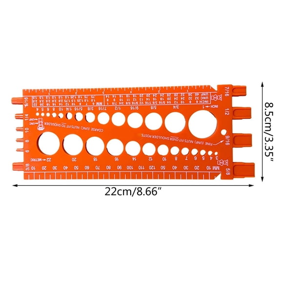 Nut and Bolt Thread Gauge, Standard & Metric, 1pc