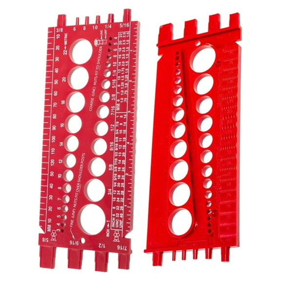 Nut and Drill Bit Thread Screws Measuring Tool Metric Imperials Gauge Tester Red