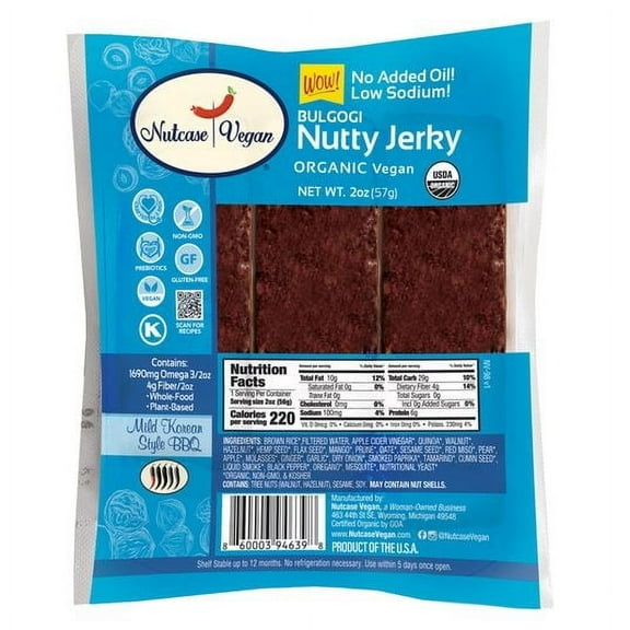 Nutcase Vegan Nutty Jerky, Bulgogi, Organic-2 oz