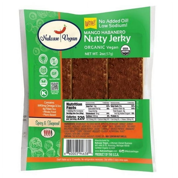 Nutcase Vegan Nutty Jerky, Mango Habanero, Organic-2 oz